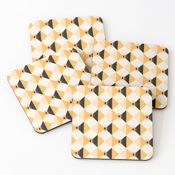 Item preview, MCM Atomic Sunburst Rhombus Diamonds Gold Yellow Black designed and sold by Pinkdeer Designs.