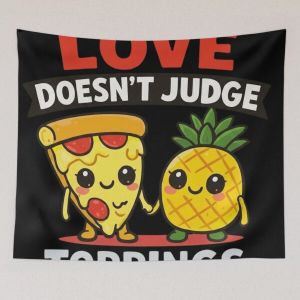 Item preview, Love Doesn't Judge Toppings Funny Pineapple Pizza Pun designed and sold by haitrieuic96.