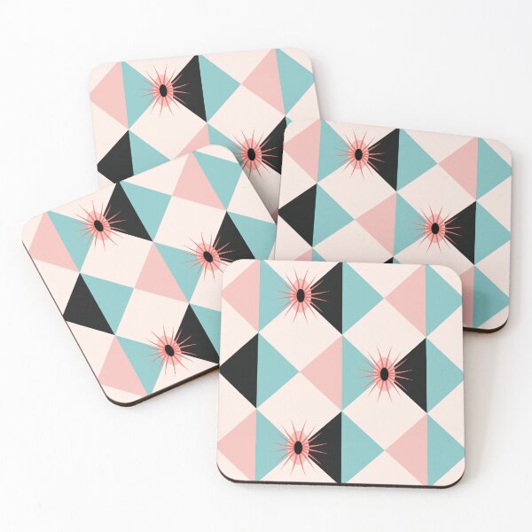 Item preview, MCM Atomic Sunburst Rhombus Diamonds Pink Mint Green designed and sold by Pinkdeer Designs.