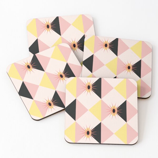 Item preview, MCM Atomic Sunburst Rhombus Diamonds Pink Yellow designed and sold by Pinkdeer Designs.