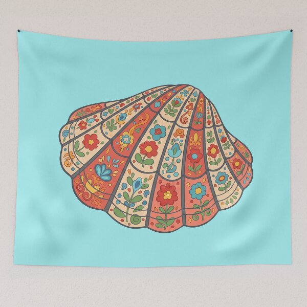 Item preview, Spectral Bittersweet Clam Shell in Scandinavian Folk Art Style by heidiannemorris © designed and sold by FOLK ART FUSION by heidiannemorris.