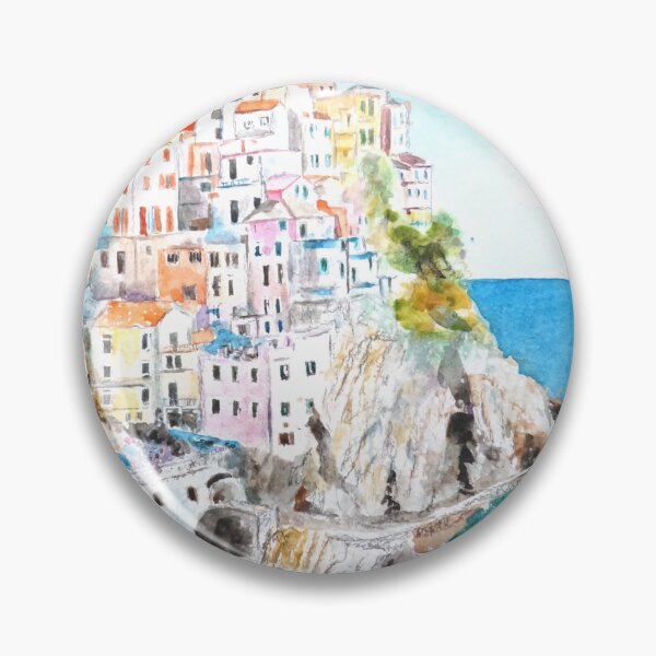 Item preview, hand painted Italy Cinque Terre watercolor painting designed and sold by ColorandColor.