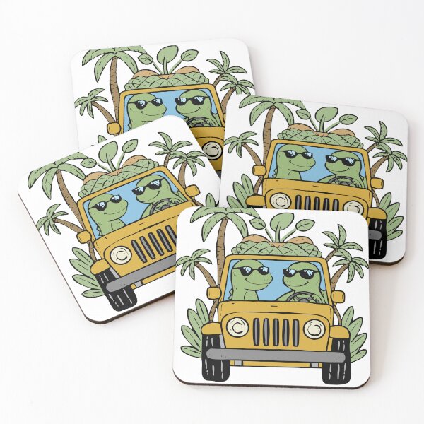 Item preview, Road Trip Dino – Cute Dinosaurs Driving Jeep Tropical Cartoon Art designed and sold by MeeraArts&Crafts.