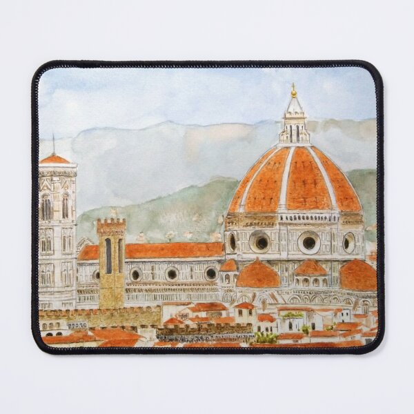 Item preview, hand painted Italy Florence Cathedral Duomo watercolor painting with background designed and sold by ColorandColor.