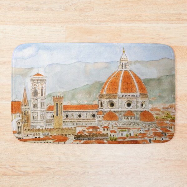 Item preview, hand painted Italy Florence Cathedral Duomo watercolor painting with background designed and sold by ColorandColor.
