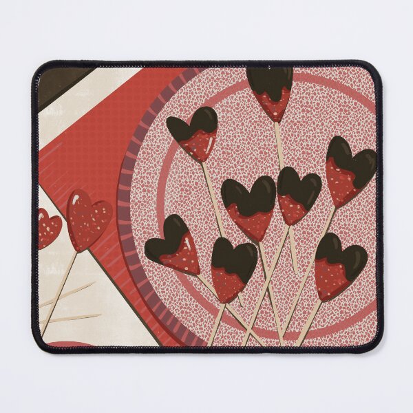 Item preview, A valentine's day illustration with heart shaped strawberries in chocolate and caprese served on a table designed and sold by lilyrouen.