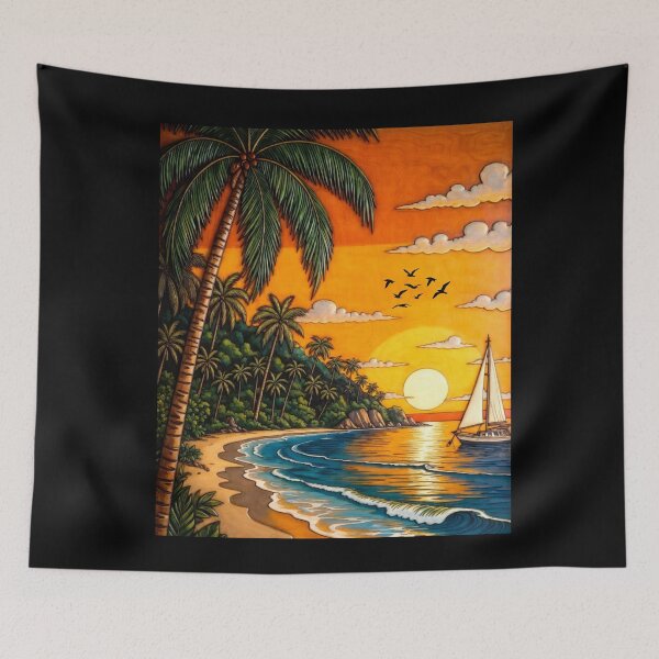 Item preview, Sunset Beach Tropical Palm Tree designed and sold by Fateh-Kro ⭐⭐⭐⭐⭐.