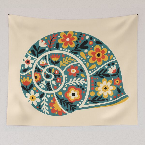 Item preview, Decorative Polymita picta Painted Snail in Scandinavian Folk Art Style – Hope for Wildlife by heidiannemorris © designed and sold by FOLK ART FUSION by heidiannemorris.
