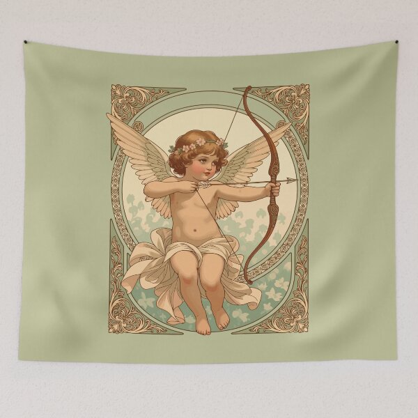 Item preview, Cute Cherubic Figure With A Garland and Florals designed and sold by taiche.