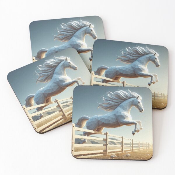 Item preview, A White Horse jumping running taking leap of faith into the new world outside the boundaries pre-set by the world. designed and sold by farzin.