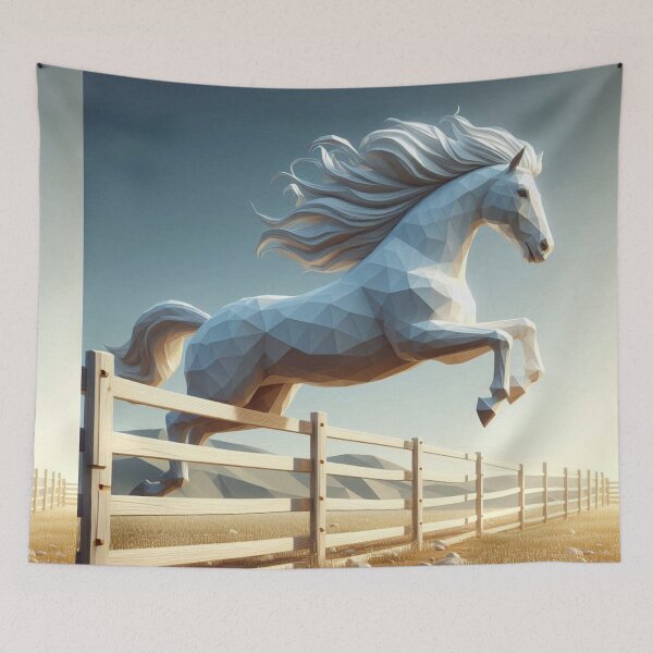 Item preview, A White Horse jumping running taking leap of faith into the new world outside the boundaries pre-set by the world. designed and sold by farzin.