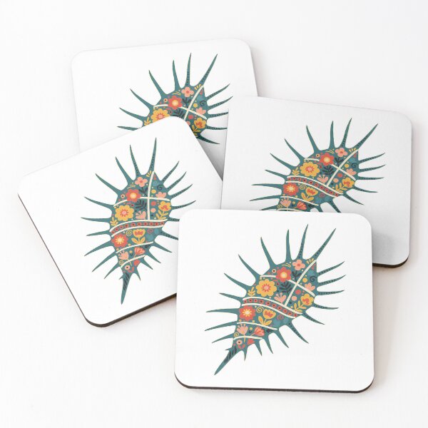 Item preview, Decorative Murex pecten Shell in Scandinavian Folk Art Style – Hope for Wildlife by heidiannemorris © designed and sold by FOLK ART FUSION by heidiannemorris.