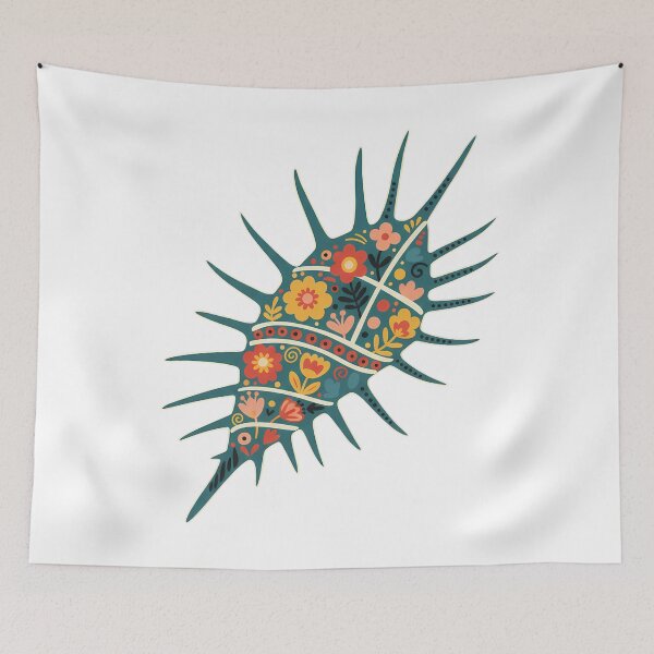 Item preview, Decorative Murex pecten Shell in Scandinavian Folk Art Style – Hope for Wildlife by heidiannemorris © designed and sold by FOLK ART FUSION by heidiannemorris.
