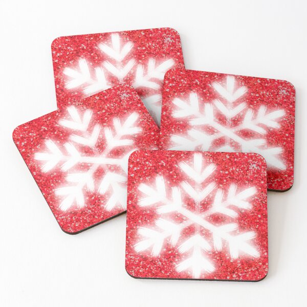 Item preview, Glittery red and white sparkling Christmas snowflake frosty holiday pattern designed and sold by hollycooper.