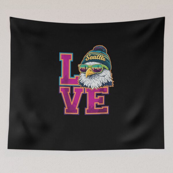 Item preview, Seattle Love Retro Eagle — Vibrant PNW Cityscape & Streetwear Art designed and sold by Evaevonechi.