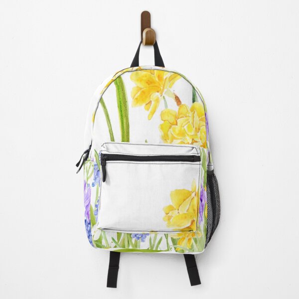 Item preview, spring garden with daffodils tulips crocus watercolor designed and sold by ColorandColor.
