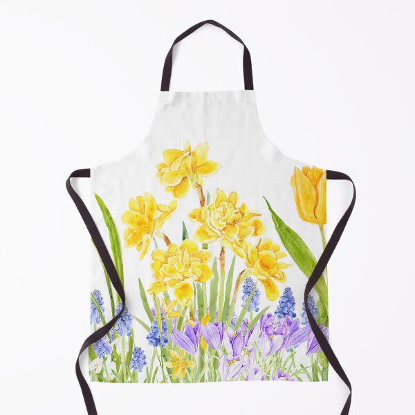 Item preview, spring garden with daffodils tulips crocus watercolor designed and sold by ColorandColor.