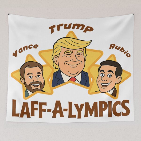Item preview, Laff-A-Lympics Political Parody Cartoon – Trump, Vance, Rubio Satire Illustration designed and sold by RogueSymmetry.