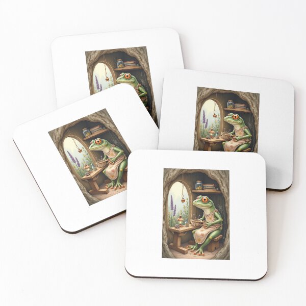 Item preview, Reed Weaver Frog Cottagecore Art / Cozy Frog Basket Weaving Illustration designed and sold by PictorialWhimsy.