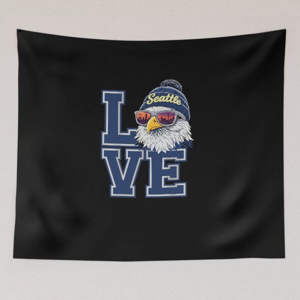 Item preview, Seattle Love Bald Eagle – Cool PNW Skyline Beanie Illustratio designed and sold by Evaevonechi.