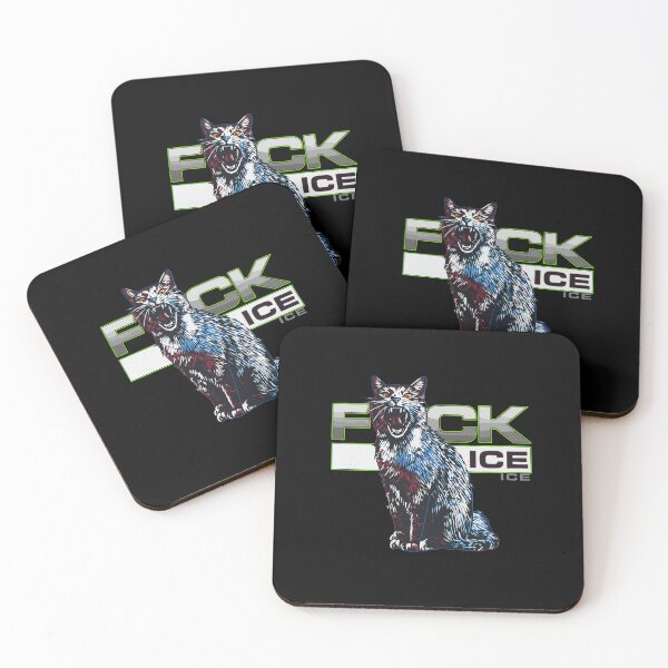 Item preview, Edgy Hissing Cat Graphic – Bold Streetwear "Fuck Ice" Illustration designed and sold by Evaevonechi.