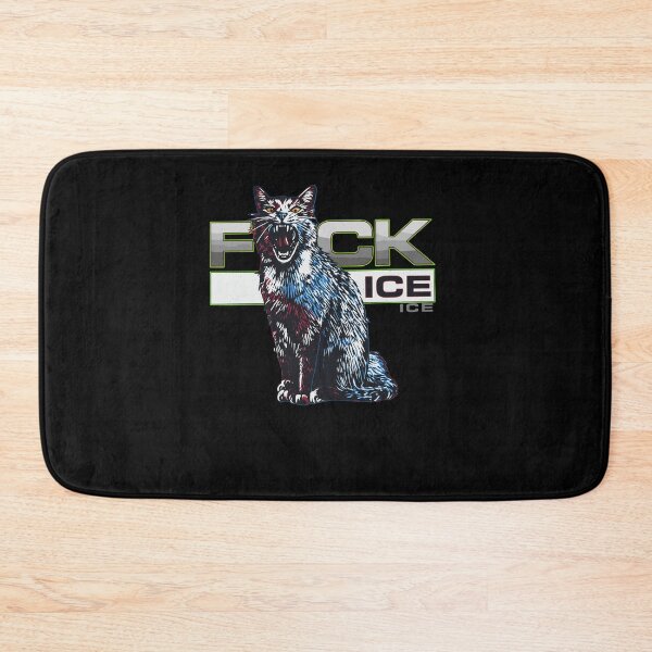 Item preview, Edgy Hissing Cat Graphic – Bold Streetwear "Fuck Ice" Illustration designed and sold by Evaevonechi.