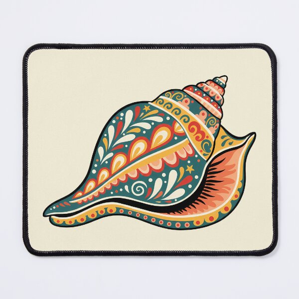 Item preview, Decorative Queen Conch Shell in Scandinavian Folk Art Style – Hope for Wildlife by heidiannemorris © designed and sold by FOLK ART FUSION by heidiannemorris.