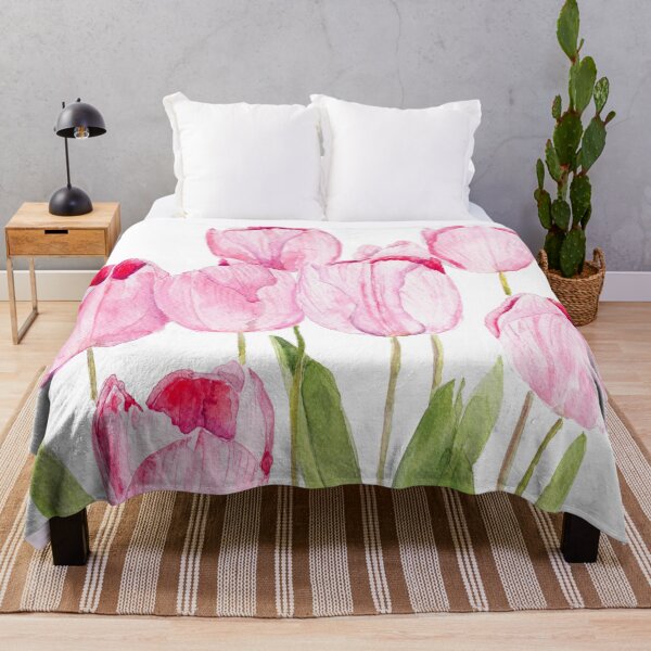 Item preview, Pink tulips watercolor hand painted  designed and sold by ColorandColor.