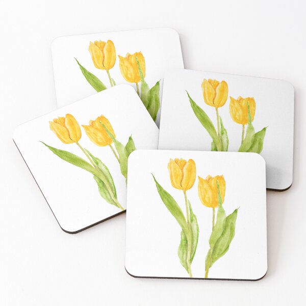 Item preview, two yellow tulips watercolor hand painted  designed and sold by ColorandColor.