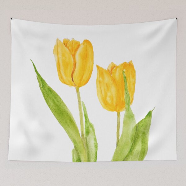Item preview, two yellow tulips watercolor hand painted  designed and sold by ColorandColor.