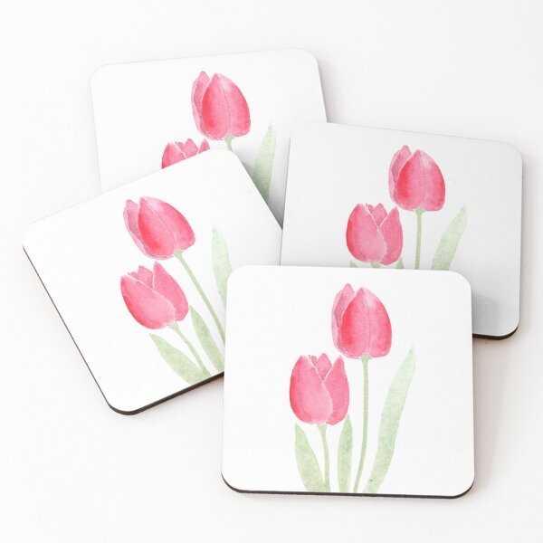 Aperçu de l'œuvre Deux tulipes rouges peintes à la main à l'aquarelle créée et vendue par SelenePaintings .