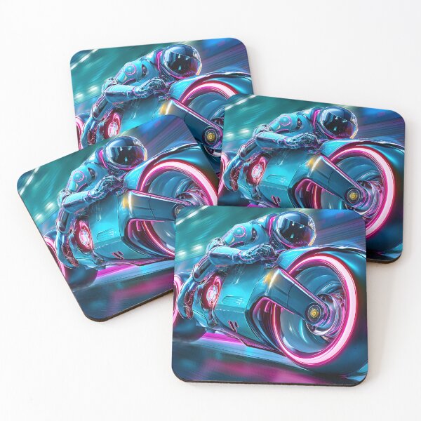 Item preview, Futuristic Rider on Neon Motorcycle in Motion designed and sold by Artessie.