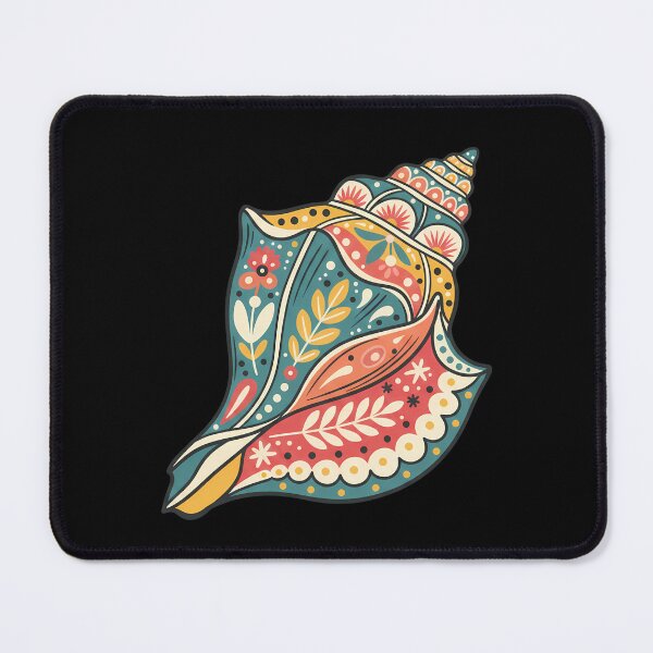 Item preview, Decorative Queen Conch Shell in Scandinavian Folk Art Style – Hope for Wildlife by heidiannemorris © designed and sold by FOLK ART FUSION by heidiannemorris.