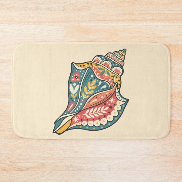 Item preview, Decorative Queen Conch Shell in Scandinavian Folk Art Style – Hope for Wildlife by heidiannemorris © designed and sold by FOLK ART FUSION by heidiannemorris.