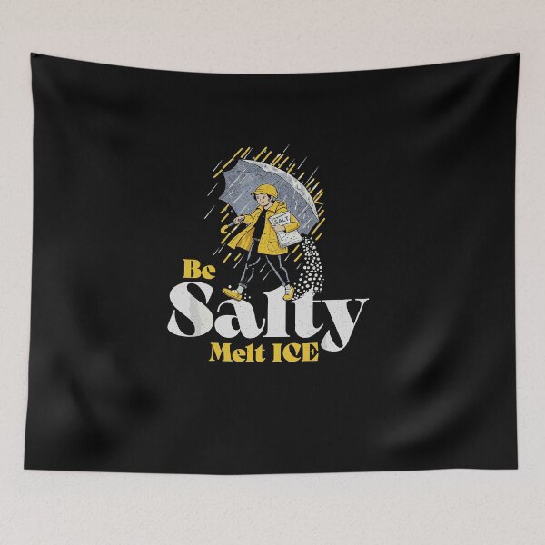 Item preview, Be Salty Melt ICE – Vintage Raincoat Girl Salt Spreading Illustration designed and sold by Evaevonechi.
