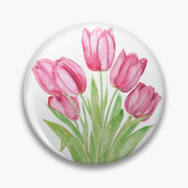 Item preview, hand painted pink tulips flowers  watercolor painting  designed and sold by ColorandColor.
