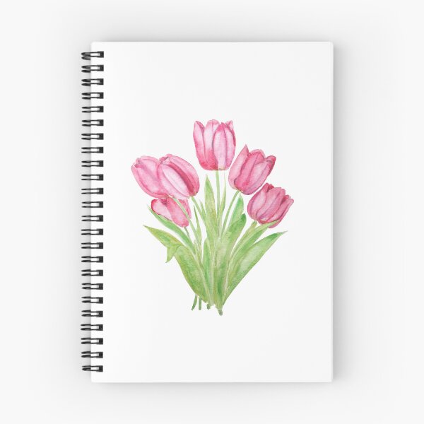 Item preview, hand painted pink tulips flowers  watercolor painting  designed and sold by ColorandColor.