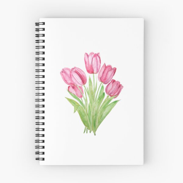 Item preview, hand painted pink tulips flowers  watercolor painting  designed and sold by ColorandColor.