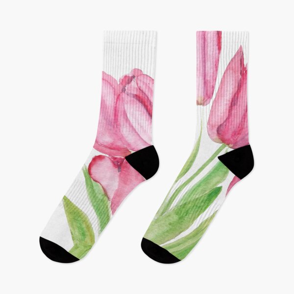 Item preview, hand painted pink tulips flowers  watercolor painting  designed and sold by ColorandColor.