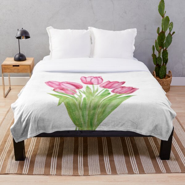 Item preview, hand painted pink tulips flowers  watercolor painting  designed and sold by SelenePaintings .