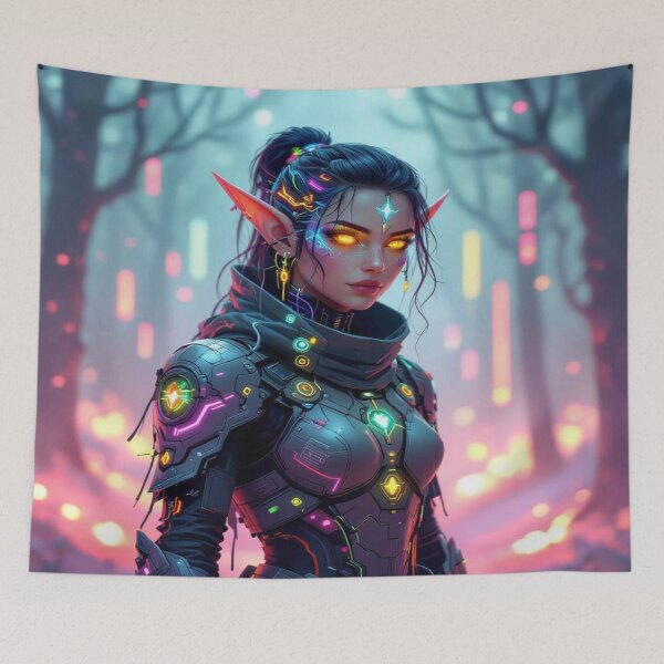 Item preview, Cyber Elf in Neon Forest – Futuristic Grace meets glowing Nature & digital Magic designed and sold by FotoworldEdel.