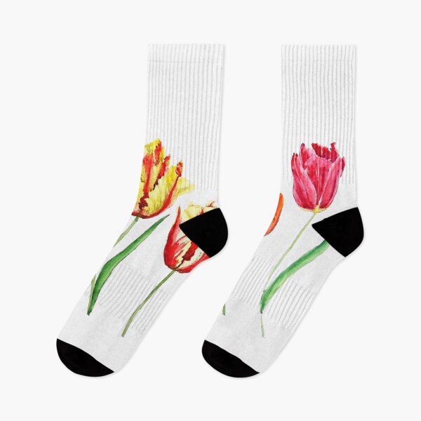 Item preview, hand painted colorful tulips flower watercolor painting  designed and sold by SelenePaintings .