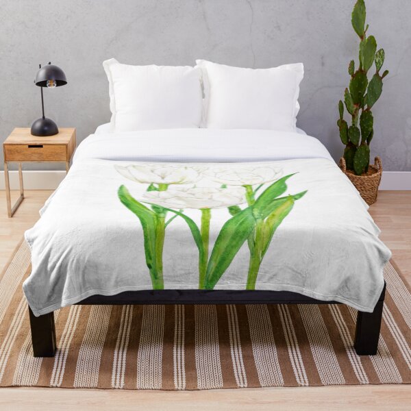 Item preview, Pintura de acuarela de 3 tulipanes blancos pintados a mano designed and sold by SelenePaintings .