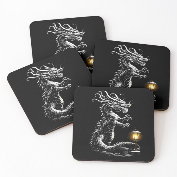 Item preview, Dragon by the light of a lantern Nr. 2. Black and white minimalism. designed and sold by Natart1004.