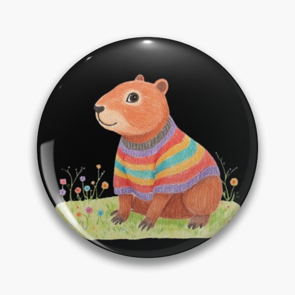 Item preview, orange capybara wearing rainbow sweater designed and sold by cloudzer0000.