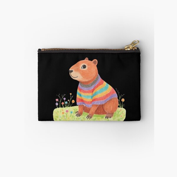 Item preview, orange capybara wearing rainbow sweater designed and sold by cloudzer0000.