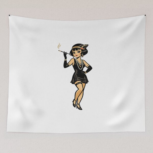 Item preview, Art Deco Flapper Girl – Geometric Vintage Style designed and sold by KawaiiOrbit.