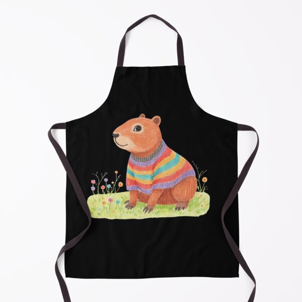 Item preview, orange capybara wearing rainbow sweater designed and sold by cloudzer0000.