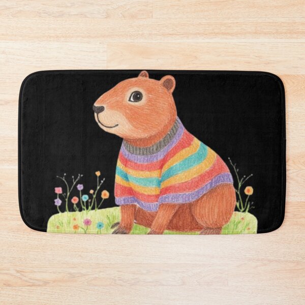 Item preview, orange capybara wearing rainbow sweater designed and sold by cloudzer0000.