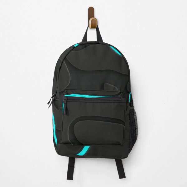 Item preview, Cyber Topography: 3D Matte Black & Electric Cyan Neon Waves designed and sold by T-I-D-E.